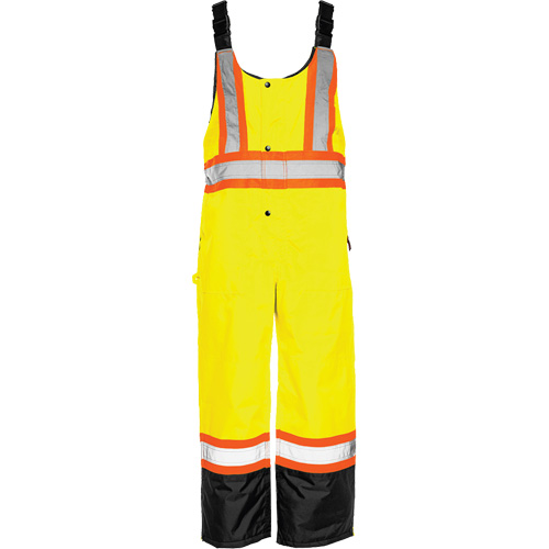TO1 Winter Traffic Overalls, Polyester, Small, Black/High Visibility Lime-Yellow Nassau Supply