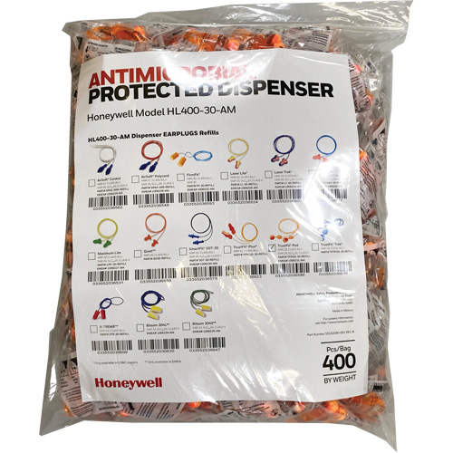 TF-30 Earplugs Refill for HL400 Dispenser, Bulk - Polybag, Corded Nassau Supply