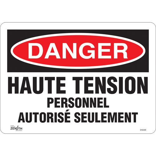 Enseigne  Haute tension , 10" x 14", Vinyle, Français Nassau Supply