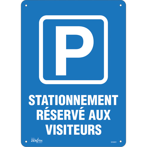 "Stationnement r&eacute;serv&eacute; aux visiteurs" Sign, 10" x 14", Plastic, French with Pictogram Nassau Supply