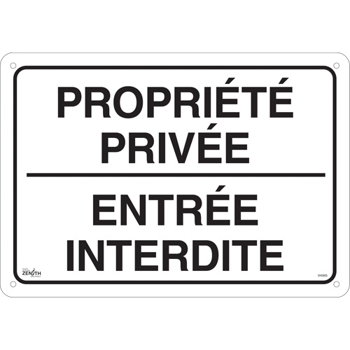 Enseigne  Propri&eacute;t&eacute; priv&eacute;e , 14" x 20", Aluminium, Français Nassau Supply