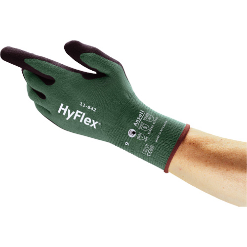 Gants polyvalents &eacute;coresponsables HyFlex 11-842, 5, R&ecirc;vetement Mousse de nitrile, Calibre 15, Enveloppe en Nylon Nassau Supply