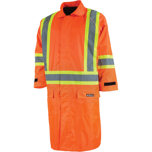 Imperm&eacute;able long avec capuchon amovible, Nylon/PVC, Petit, Orange haute visibilit&eacute; Nassau Supply