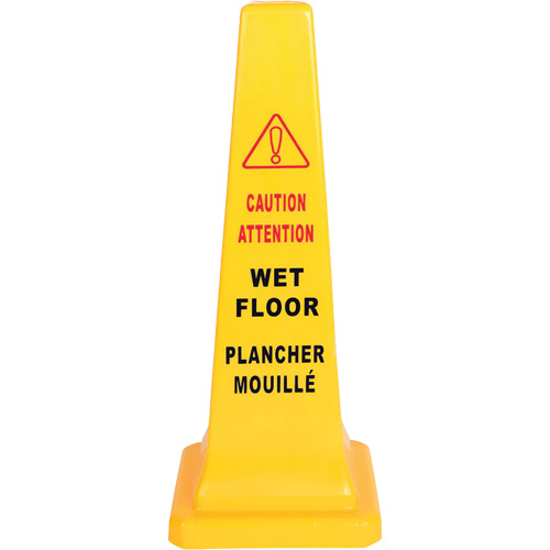 C&ocirc;ne d'avertissement de plancher mouill&eacute;, Bilingue avec pictogramme Nassau Supply