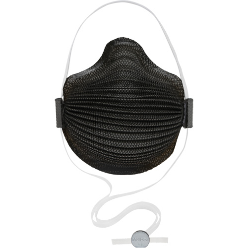 AirWave M Series Black Disposable Masks with SmartStrap&reg; & Nose Flange, N95, NIOSH Certified, Medium/Large Nassau Supply