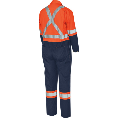 5514BBT 2-Tone Safety Coveralls with Zipper Closure, 40 (Tall), High Visibility Orange/Navy Blue Nassau Supply