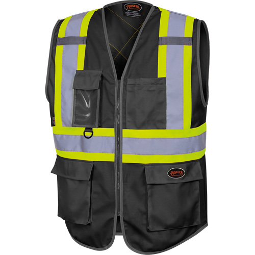 6959BK Veste de s&eacute;curit&eacute; haute visibilit&eacute; en tricot chaîne avec fermeture &agrave; glissi&egrave;re, Noir, T-petit, Polyester Nassau Supply