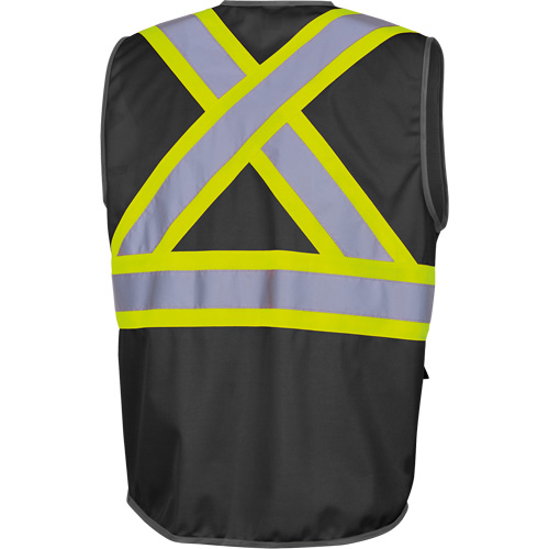 6959BK Veste de s&eacute;curit&eacute; haute visibilit&eacute; en tricot chaîne avec fermeture &agrave; glissi&egrave;re, Noir, T-petit, Polyester Nassau Supply