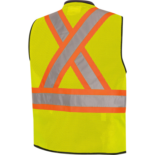 6895 High-Visibility Zip Front Bi-Colour Safety Vest, Black/High Visibility Lime-Yellow, 2X-Large/3X-Large, Polyester Nassau Supply