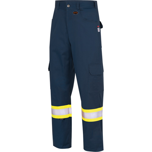 7764 FR-Tech&reg; High Visibility 88/12 FR/Arc Rated Safety Cargo Pants, 30, x 32, Navy Blue Nassau Supply