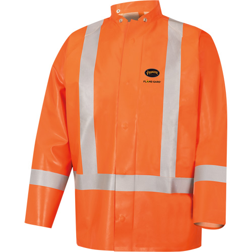 5990J Super Heavy-Duty FR/Arc Resistant Safety Rain Jacket, Small, High Visibility Orange, 11 cal/cm² Nassau Supply