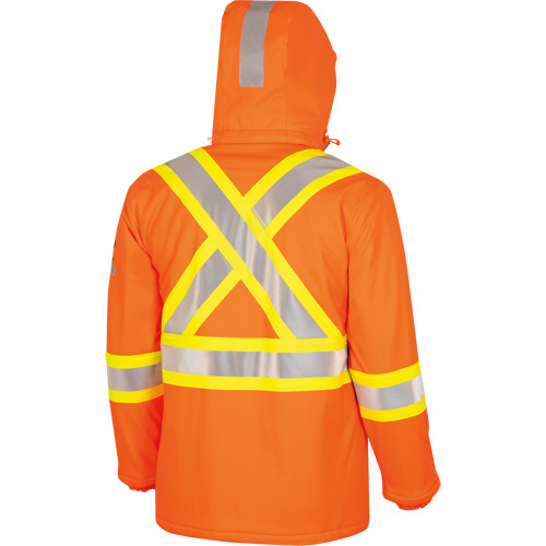 5884 Manteau imperm&eacute;able ignifuge et r&eacute;sistant aux arcs &eacute;lectriques avec capuchon Flash-Gard, Petit, Orange haute visibilit&eacute;, 51 cal/cm² Nassau Supply