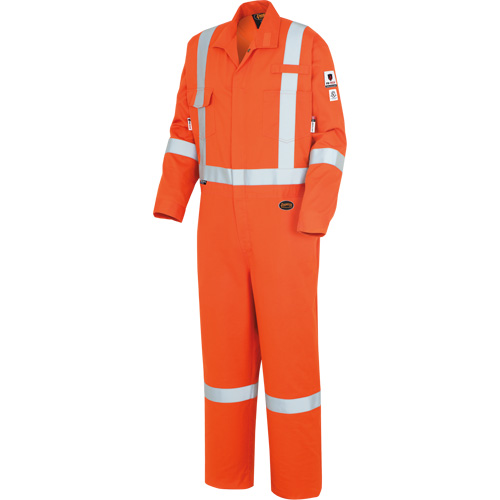 7708A "The Rock" FR-Tech&reg; High Visibility FR/Arc Rated Coveralls, Size 36, High Visibility Orange, 10 cal/cm² Nassau Supply