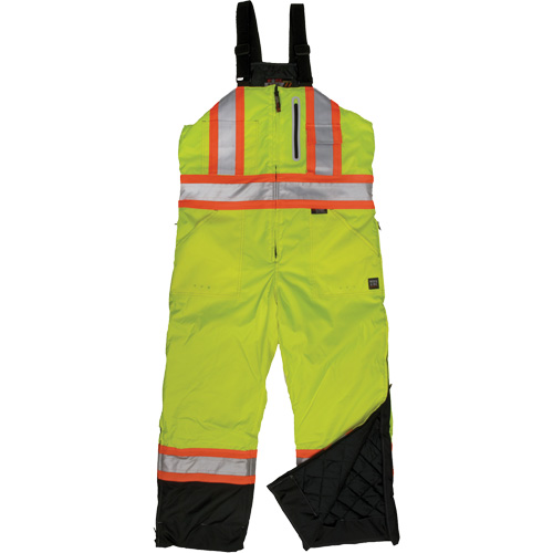 Ripstop Insulated Safety Bib Overall, Polyester, X-Small, High Visibility Lime-Yellow Nassau Supply