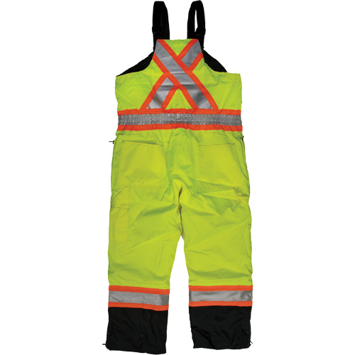 Ripstop Insulated Safety Bib Overall, Polyester, X-Small, High Visibility Lime-Yellow Nassau Supply