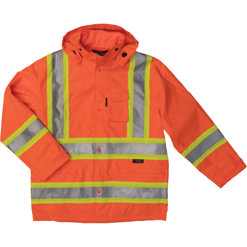 Manteau de s&eacute;curit&eacute; imperm&eacute;able en tissu ind&eacute;chirable Ripstop, Polyester, T-Grand, Orange haute visibilit&eacute; Nassau Supply