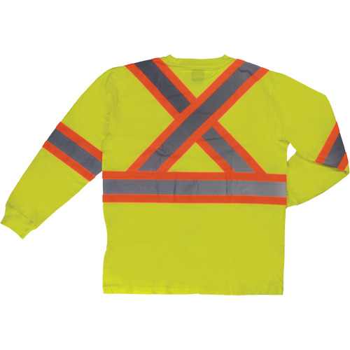 Long Sleeve Safety T-Shirt, Cotton, X-Small, High Visibility Lime-Yellow Nassau Supply