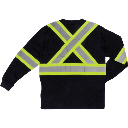 Long Sleeve Safety T-Shirt, Cotton, X-Small, Black Nassau Supply
