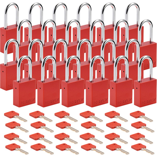 Lockout Padlock, Safety Padlock, Keyed Alike, Aluminum, 1-1/2" Width Nassau Supply