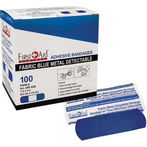 Bandages, Rectangulaire/carr&eacute;e, 3", Tissu d&eacute;tectable, St&eacute;rile Nassau Supply