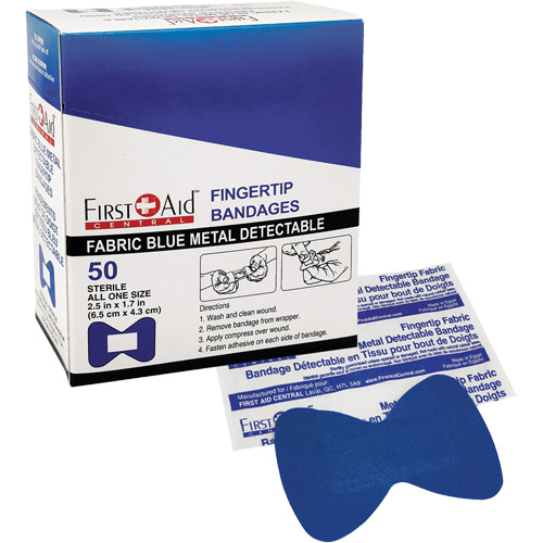 Bandages, Bout de doigt, Tissu d&eacute;tectable, Non st&eacute;rile Nassau Supply