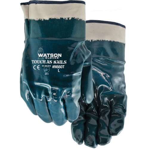 Tough-As-Nails Chemical-Resistant Gloves, Size X-Large, Cotton/Nitrile Nassau Supply