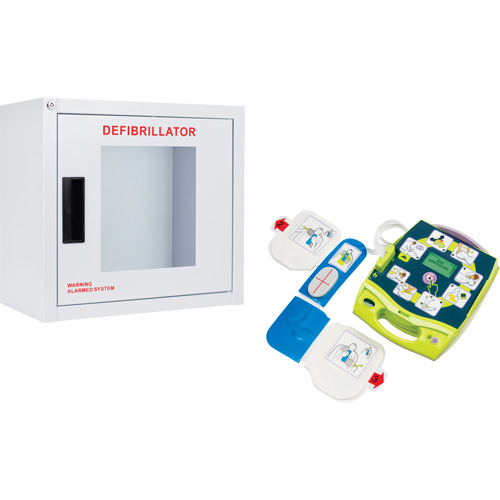 AED Plus&reg; Defibrillator & Wall Cabinet Kit, Semi-Automatic, English, Class 4 Nassau Supply