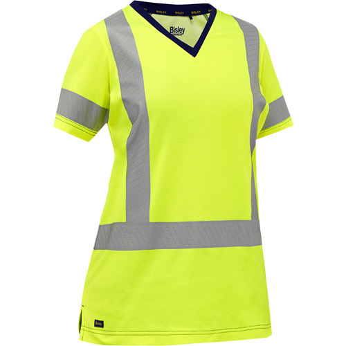 Chemise &agrave; manches courtes et X au dos Bisley pour femmes, Poly-coton, Petit, Jaune lime haute visibilit&eacute; Nassau Supply