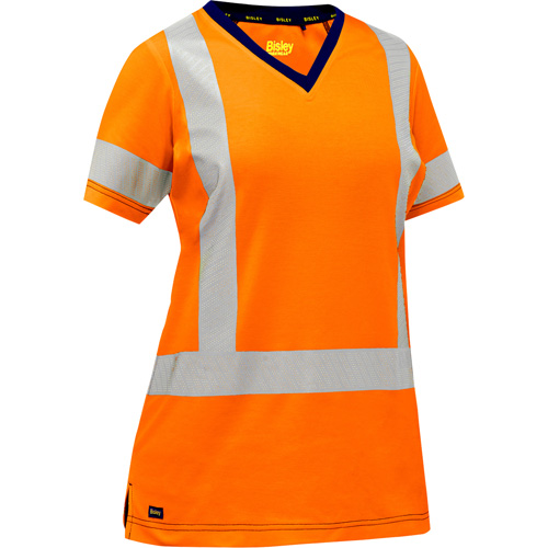 Chemise &agrave; manches courtes et X au dos Bisley pour femmes, Poly-coton, Petit, Orange haute visibilit&eacute; Nassau Supply