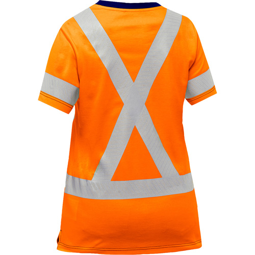 Chemise &agrave; manches courtes et X au dos Bisley pour femmes, Poly-coton, Petit, Orange haute visibilit&eacute; Nassau Supply