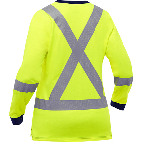 Chemise &agrave; manches longues et X au dos Bisley pour femmes, Poly-coton, Petit, Jaune lime haute visibilit&eacute; Nassau Supply
