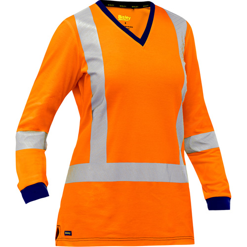 Chemise &agrave; manches longues et X au dos Bisley pour femmes, Poly-coton, Petit, Orange haute visibilit&eacute; Nassau Supply
