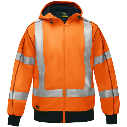 Coton ouat&eacute; doubl&eacute; de sherpa avec capuchon &agrave; fermeture &eacute;clair compl&egrave;te et X au dos Bisley, T-Grand, Orange haute visibilit&eacute; Nassau Supply
