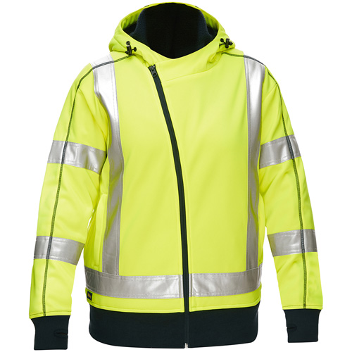 Coton ouat&eacute; doubl&eacute; de sherpa avec capuchon &agrave; fermeture &eacute;clair compl&egrave;te et X au dos Bisley pour femmes, Petit, Jaune lime haute visibilit&eacute; Nassau Supply