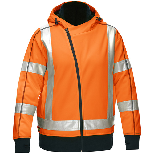 Coton ouat&eacute; doubl&eacute; de sherpa avec capuchon &agrave; fermeture &eacute;clair compl&egrave;te et X au dos Bisley pour femmes, T-Grand, Orange haute visibilit&eacute; Nassau Supply