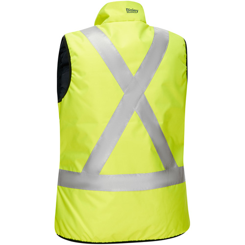 Veste bouffante, enveloppante et r&eacute;versible avec X au dos Bisley pour femmes, Jaune lime haute visibilit&eacute;, 3T-Grand, Polyester Nassau Supply