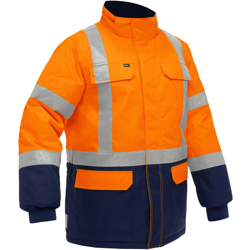 Bisley&reg; X-Back Extreme Cold Jacket with Navy Bottom, Polyester, High Visibility Orange, 4X-Large Nassau Supply