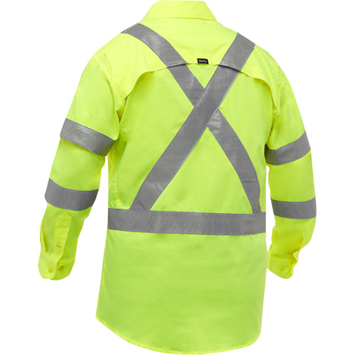 Chemise de travail &agrave; manches longues et X au dos Bisley avec X-Airflow, Poly-coton, Petit, Jaune lime haute visibilit&eacute; Nassau Supply