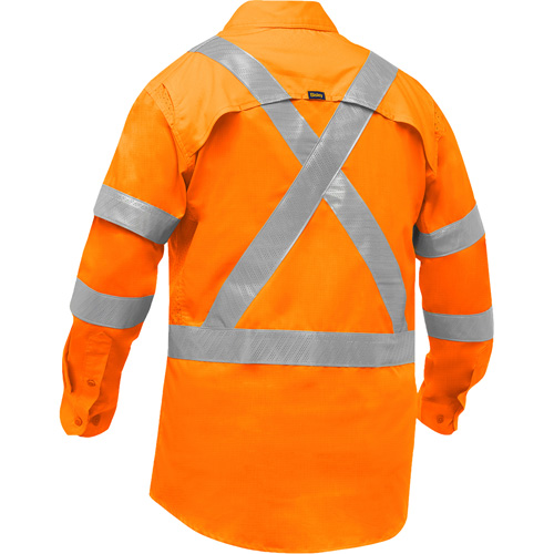 Bisley&reg; X-Back Long Sleeve Work Shirt with X-Airflow, Poly-Cotton, Small, High Visibility Orange Nassau Supply