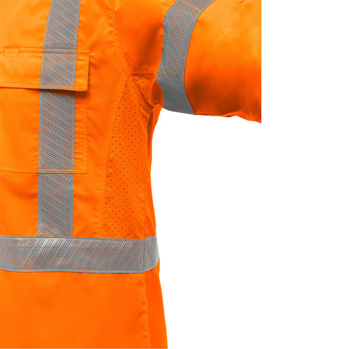 Bisley&reg; X-Back Long Sleeve Work Shirt with X-Airflow, Poly-Cotton, Small, High Visibility Orange Nassau Supply