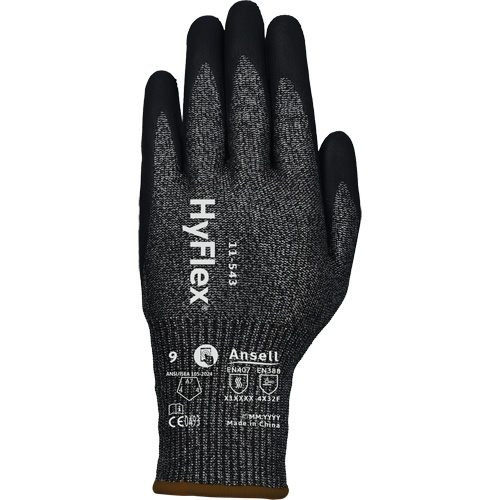 Gants r&eacute;sistants &agrave; la coupe HYFLEX 11-543, Taille 6, Calibre 13, Rev&ecirc;tement Nitrile, Enveloppe en Nylon/Acier inoxydable/PEHP/Spandex, ASTM ANSI niveau A7/EN 388 niveau F Nassau Supply