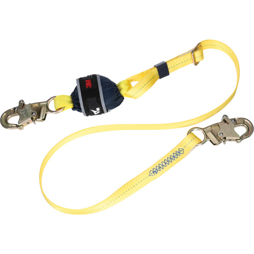 Adjustable Web Shock-Absorbing Lanyard, 6', Snap Hook Center, Snap Hook Leg Ends, Polyester Nassau Supply