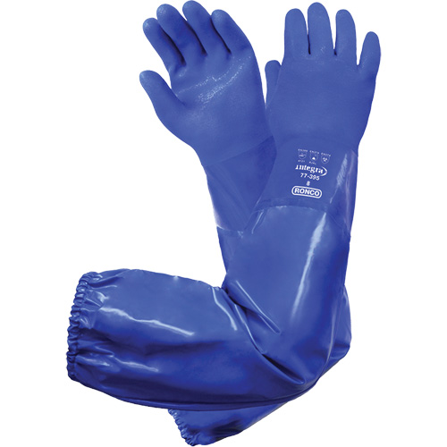 Gants triples enduits r&eacute;sistants aux produits chimiques Integra 77-395, Taille 8, 28" lo, PVC, Doublure en Coton Nassau Supply
