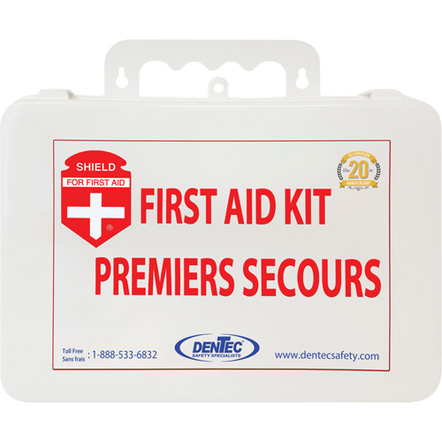 Trousse de premiers soins Shield, R&eacute;pond ou surpasse la norme CSA Z1220-24 type 2 environnements &agrave; faible risque, Petit (2-25 travailleurs) Nassau Supply