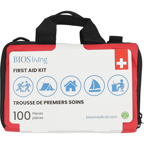 Trousse de premiers soins pour la maison et le voyage de 100 morceaux, Sac en nylon Nassau Supply
