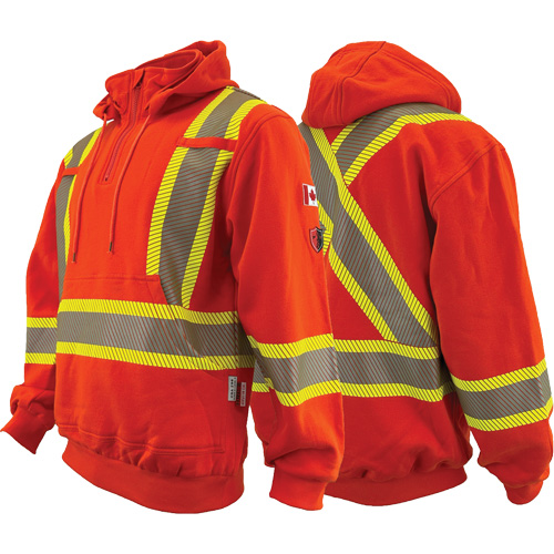 Atlas Guardian&reg; FR/AR Quarter-Zip Hoodies, Men's, Small, High Visibility Orange, 18 cal/cm² Nassau Supply