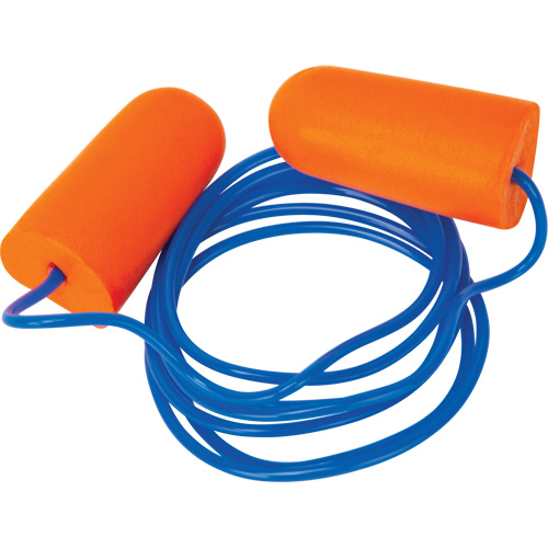 Bouchons d'oreilles en mousse, Paire - Sac en poly, Avec cordon Nassau Supply