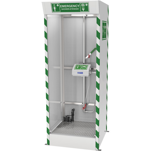 Cabine de douche d'urgence et douche oculaire/faciale couverte avec pompe de puisard Nassau Supply