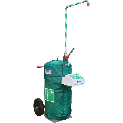 Douche d'urgence isol&eacute;e, mobile et autonome avec douche oculaire et faciale, Capacit&eacute; 30 gal., Conformit&eacute; Aucune Nassau Supply