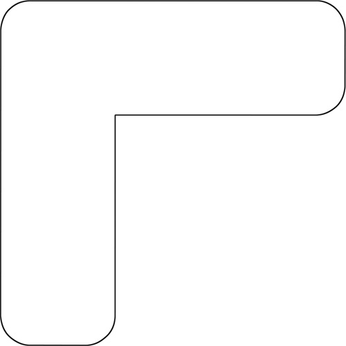 Angle 90 degr&eacute;s Durastripe Xtreme pour coins ronds, L, 4" lo x 4" la, Blanc, Vinyle Nassau Supply